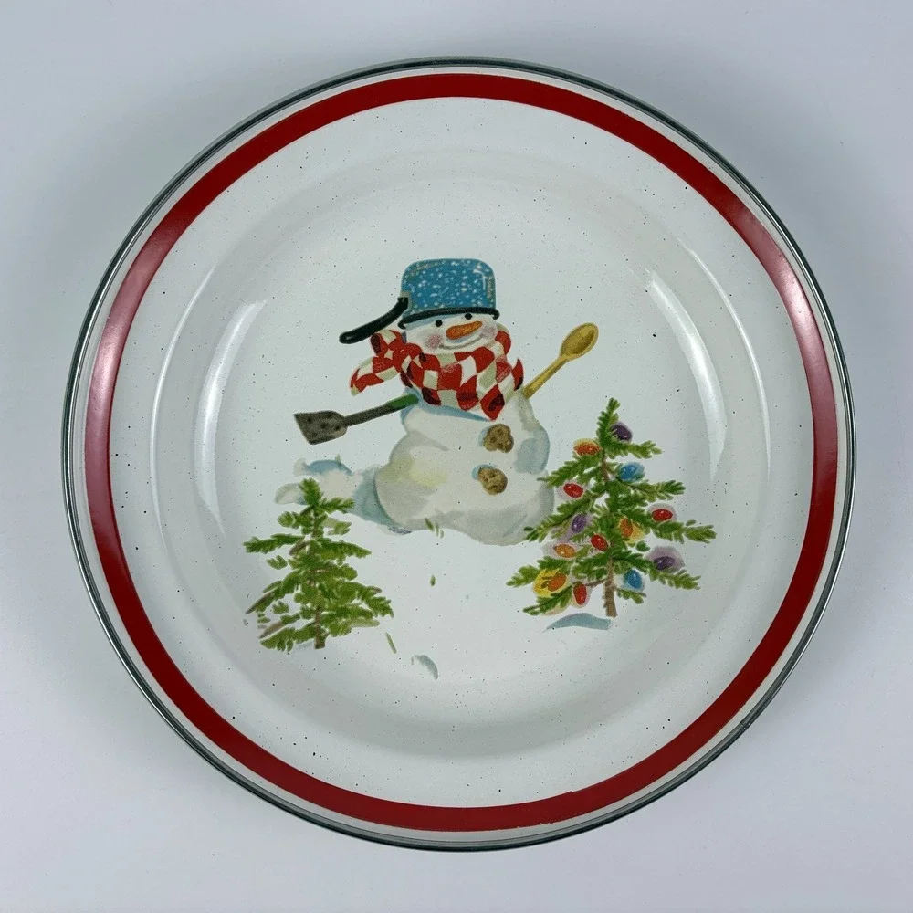 VTG Set of 4 Hallmark Mitford Percy Snowman Pie Cookie Salad Plate Bowl‎ 10.5